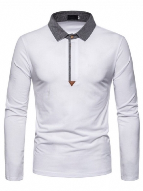 Casual Color Block Herre Poloshirt