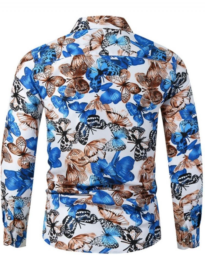 Casual Lapel Animal Spring Slim Shirt Til Mænd