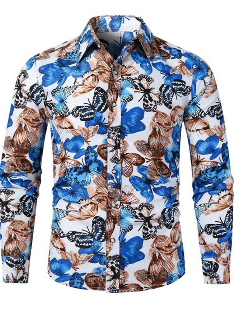 Casual Lapel Animal Spring Slim Shirt Til Mænd