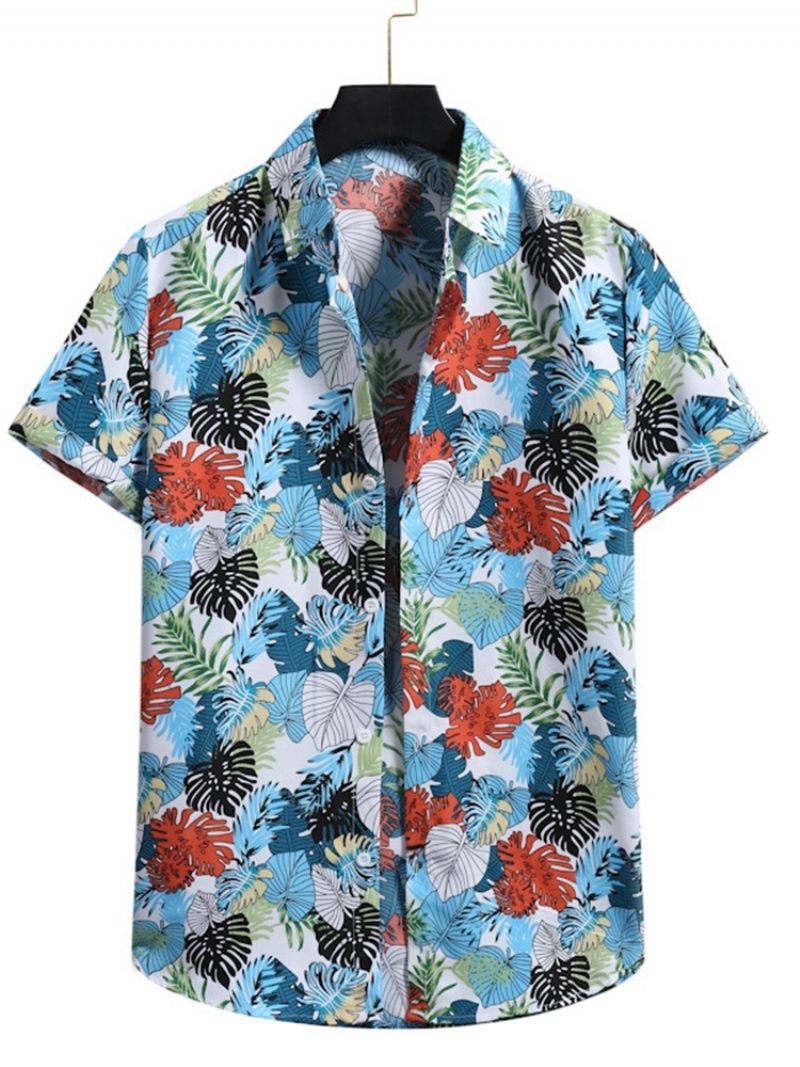 Casual Lapel Floral Mænds Slim Single-Breasted Skjorte