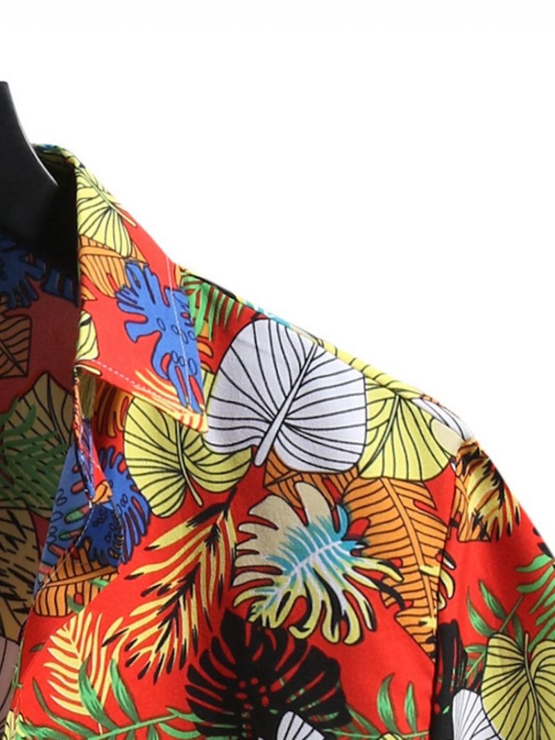 Casual Lapel Floral Mænds Slim Single-Breasted Skjorte