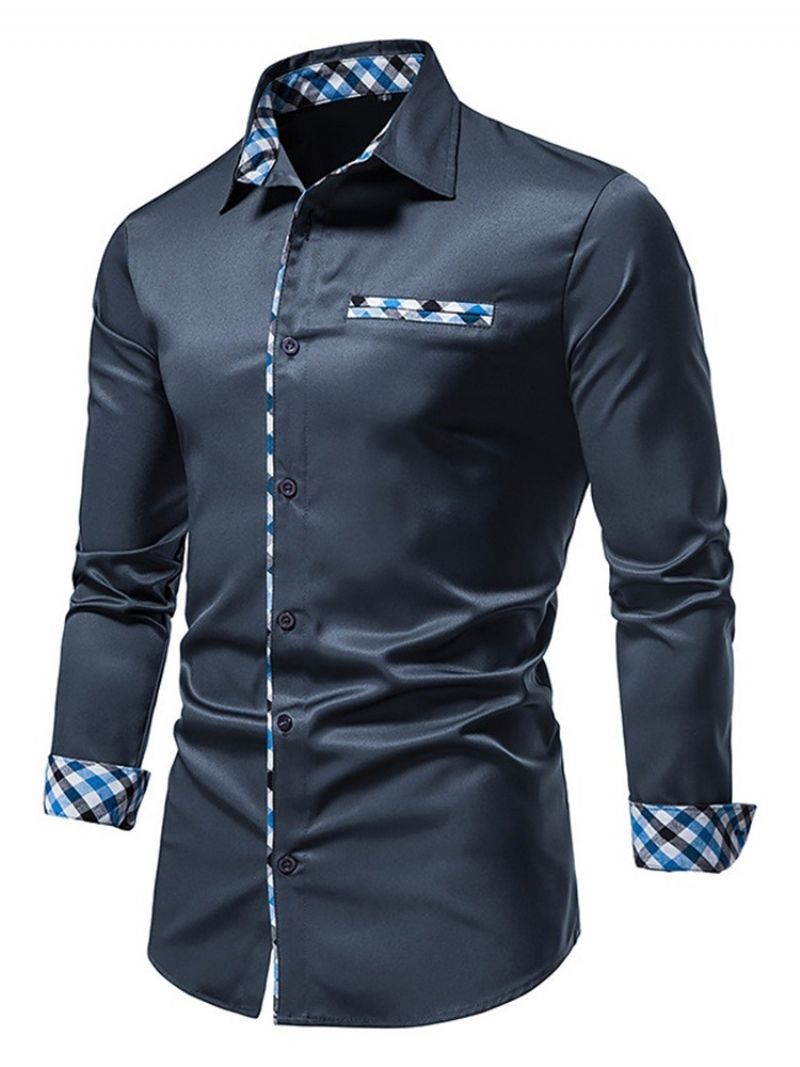 Casual Lapel Plaid Single-Breasted Slim Shirt