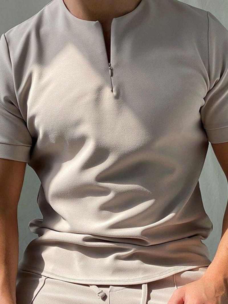 Ensfarvet Herre Poloshirt