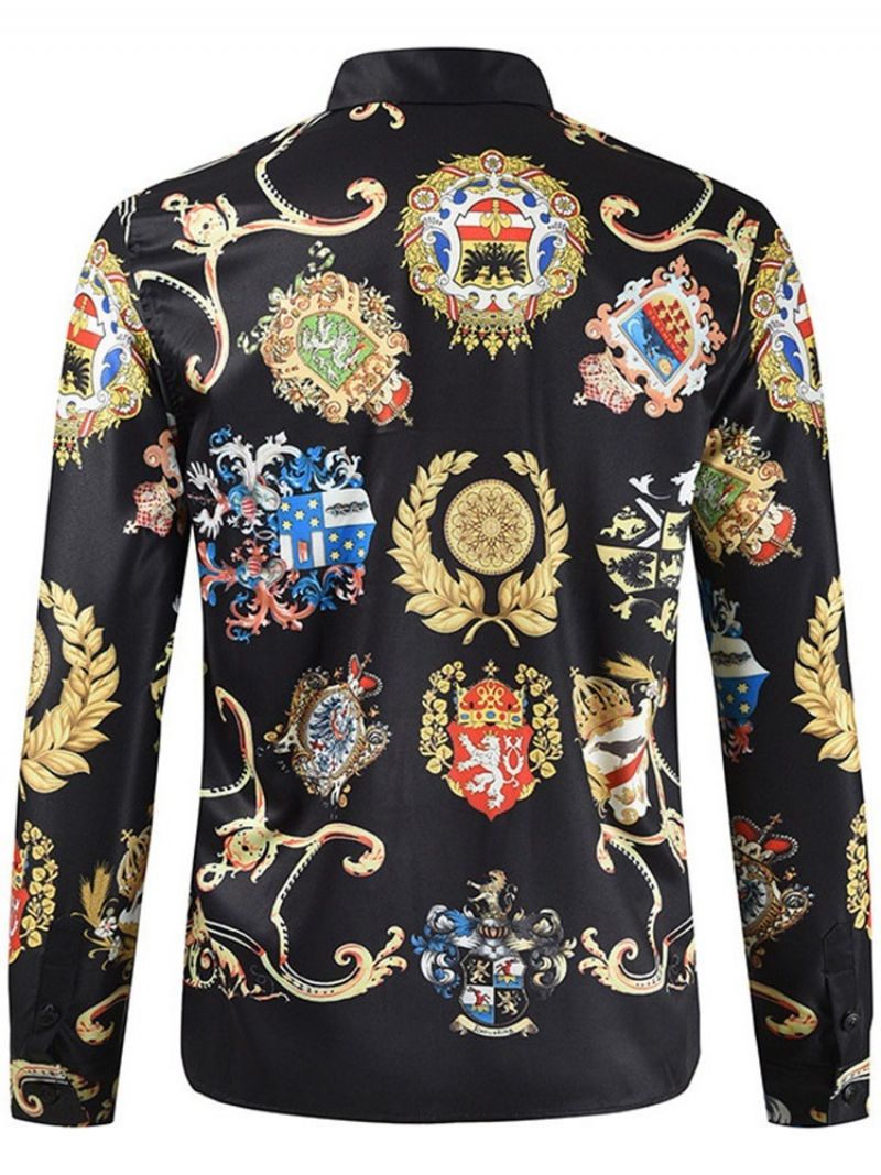 European Floral Print Slim Fall Shirt