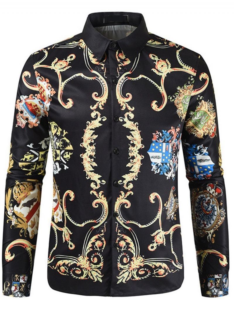 European Floral Print Slim Fall Shirt