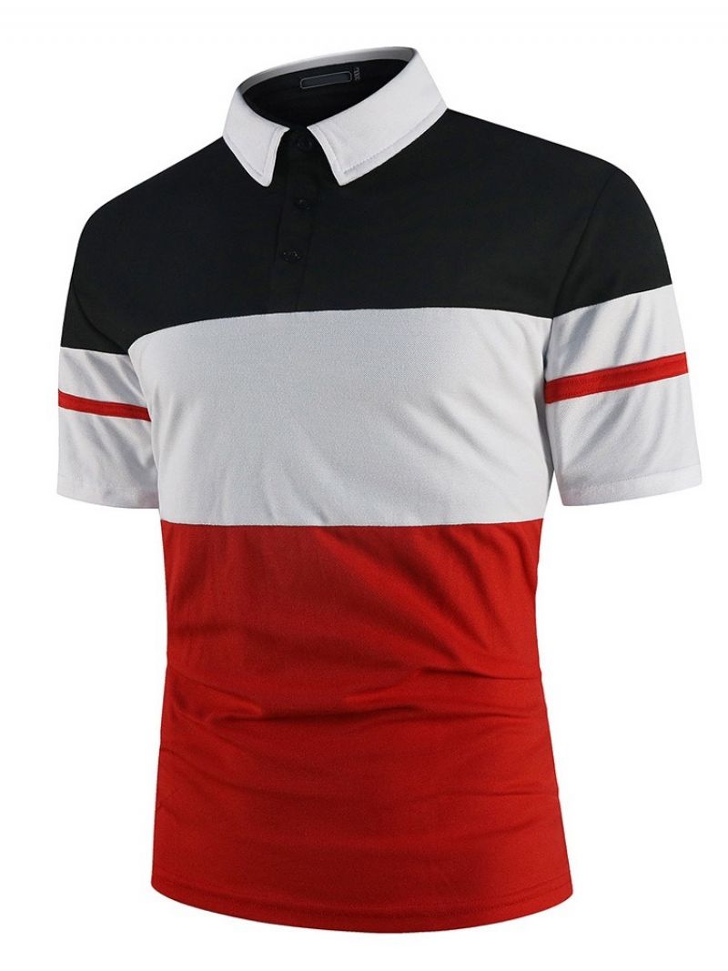 Farve Sommer Block Polo Neck Patchwork Polo Shirt