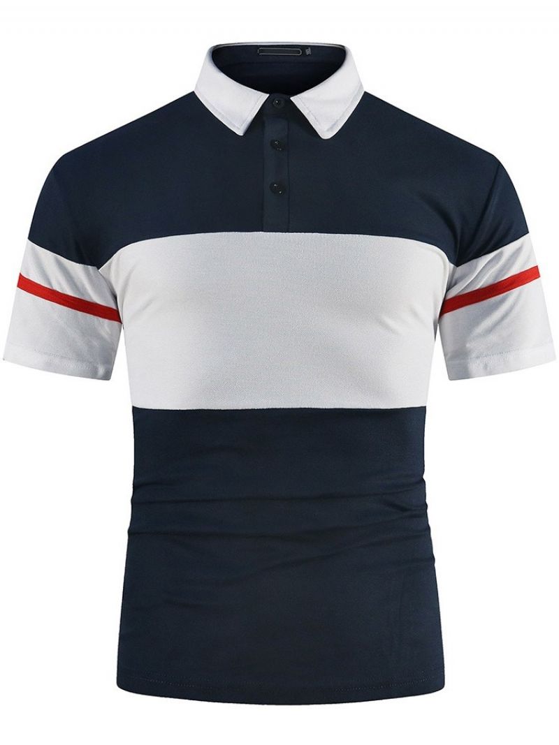 Farve Sommer Block Polo Neck Patchwork Polo Shirt