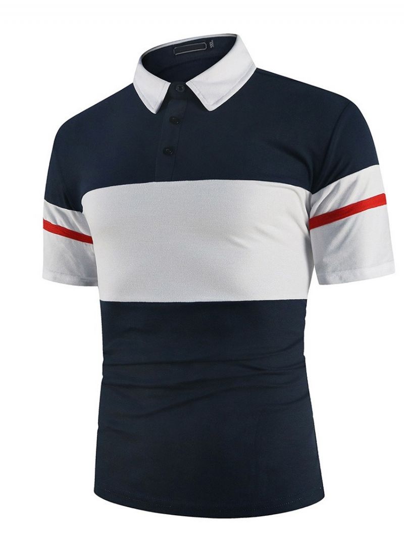 Farve Sommer Block Polo Neck Patchwork Polo Shirt