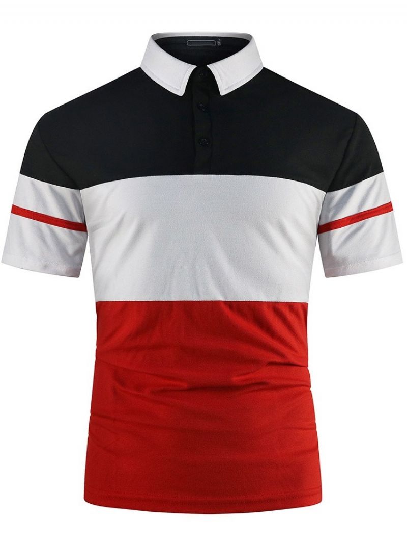 Farve Sommer Block Polo Neck Patchwork Polo Shirt