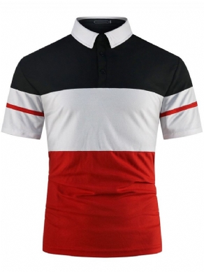 Farve Sommer Block Polo Neck Patchwork Polo Shirt