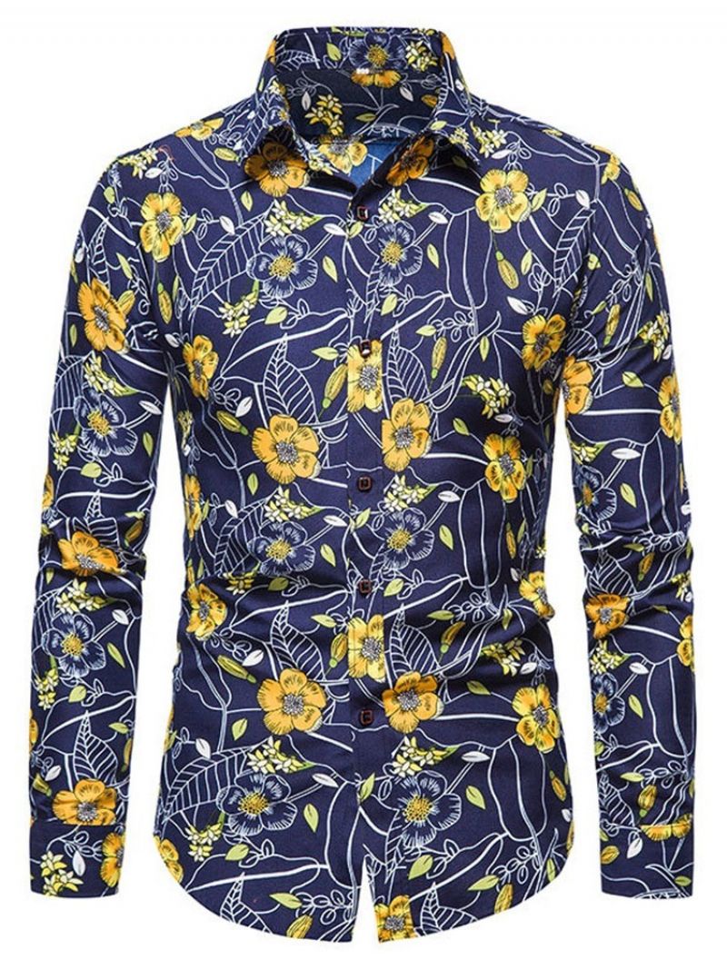 Floral Casual Lapel Slim Fall Shirt