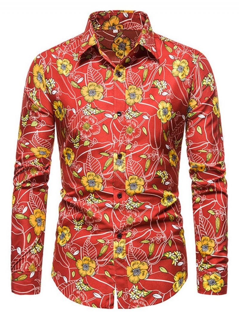 Floral Casual Lapel Slim Fall Shirt