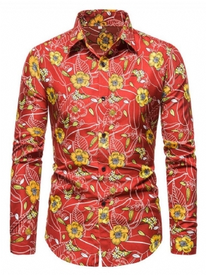 Floral Casual Lapel Slim Fall Shirt