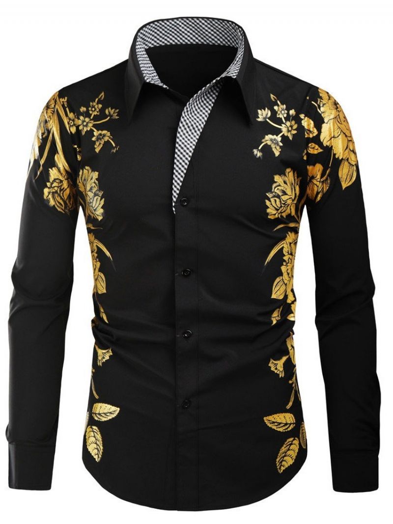 Floral Lapel Casual Fall Slim Shirt