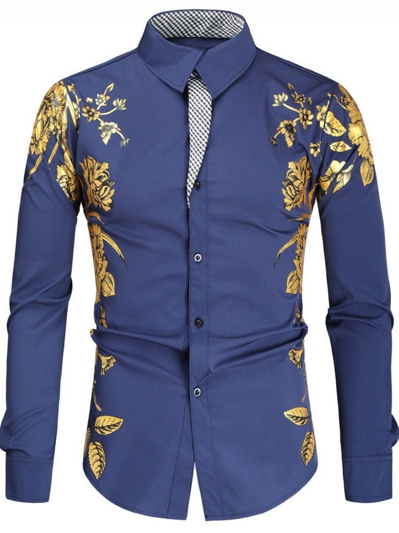 Floral Lapel Casual Fall Slim Shirt