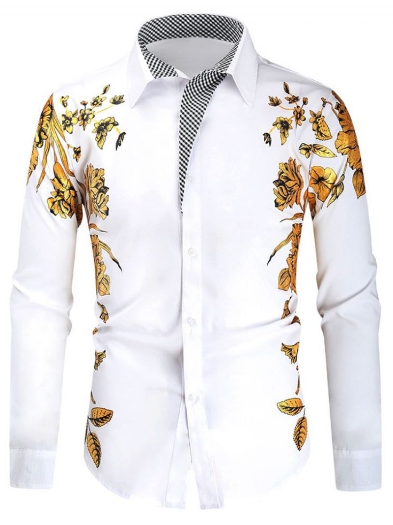 Floral Lapel Casual Fall Slim Shirt