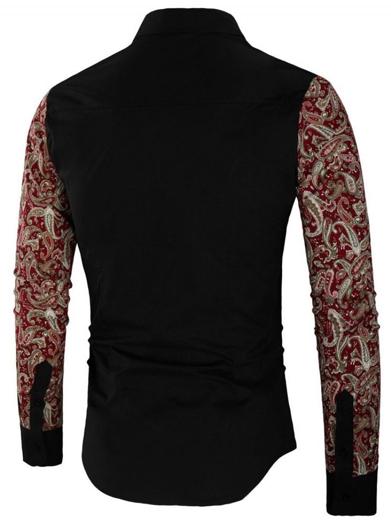 Floral Patchwork Lapel Dame Slim Fall Shirt