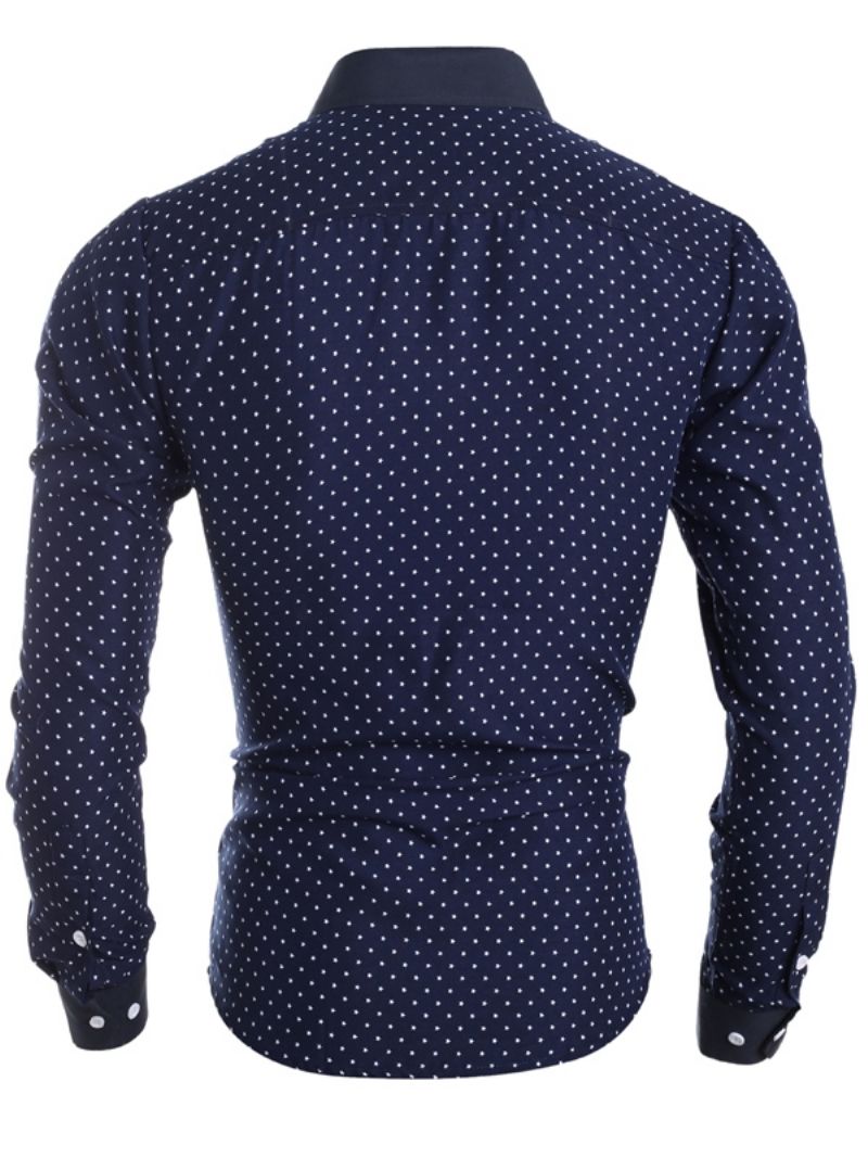 Herretøj Polka Dots Star Printed Lapel Slim Fit Skjorte