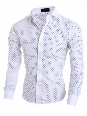 Herretøj Polka Dots Star Printed Lapel Slim Fit Skjorte