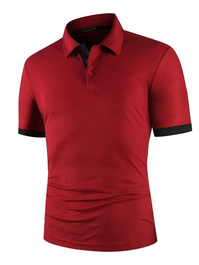 Hot Sale Patchwork Europæisk Farveblok Poloshirt