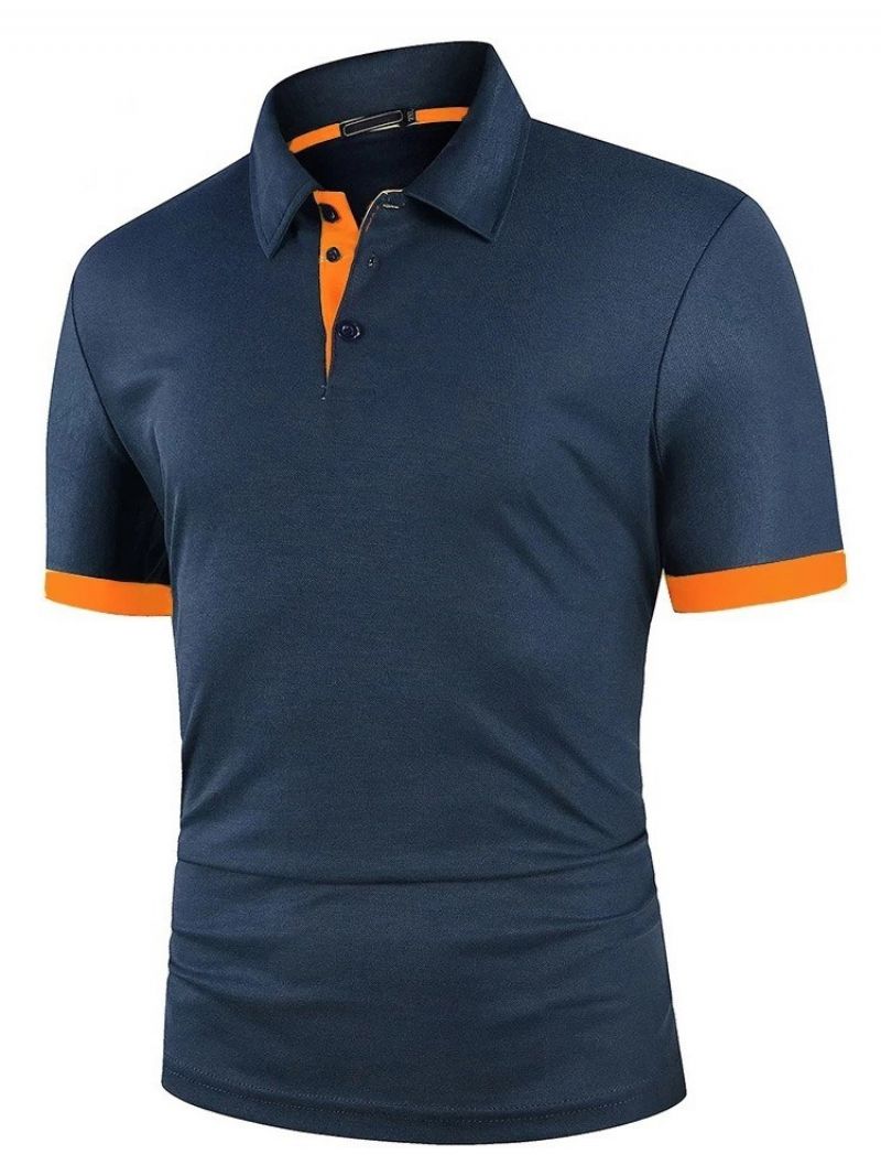 Hot Sale Patchwork Europæisk Farveblok Poloshirt