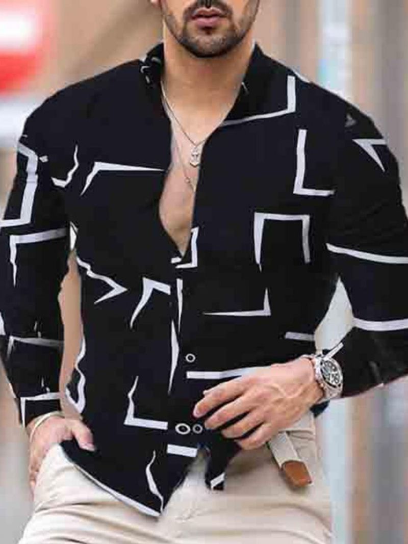 Lapel Button Mode Single-Breasted Slim Shirt