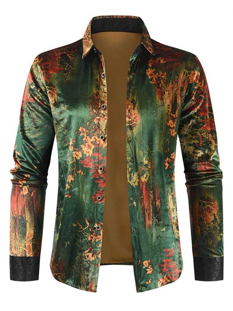 Lapel Casual Print Casual Slim Fall Shirt