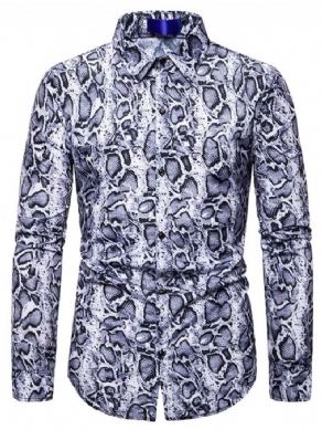 Lapel Casual Print Slim Fall Shirt