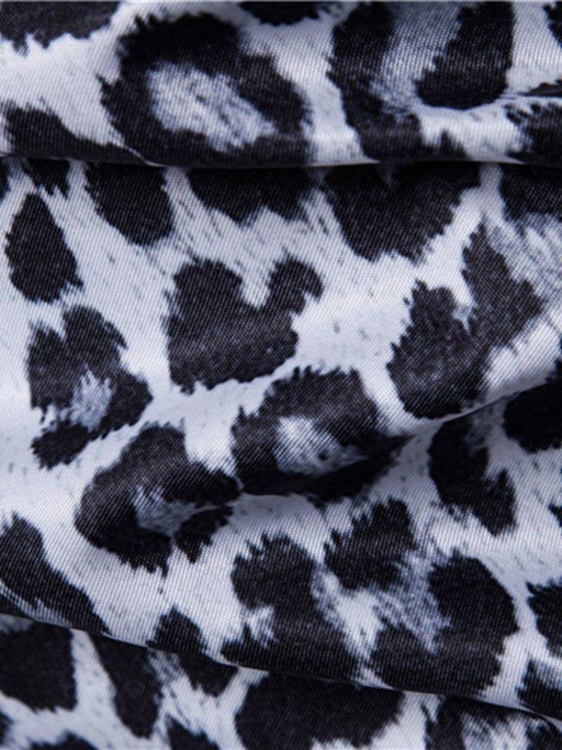 Leopardprintede Lapel-Slanke Mænds Fritidsskjorter