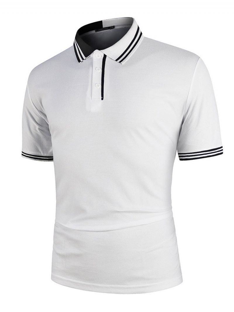 Mode Patchwork Farveblok Polo-Hals Poloshirt