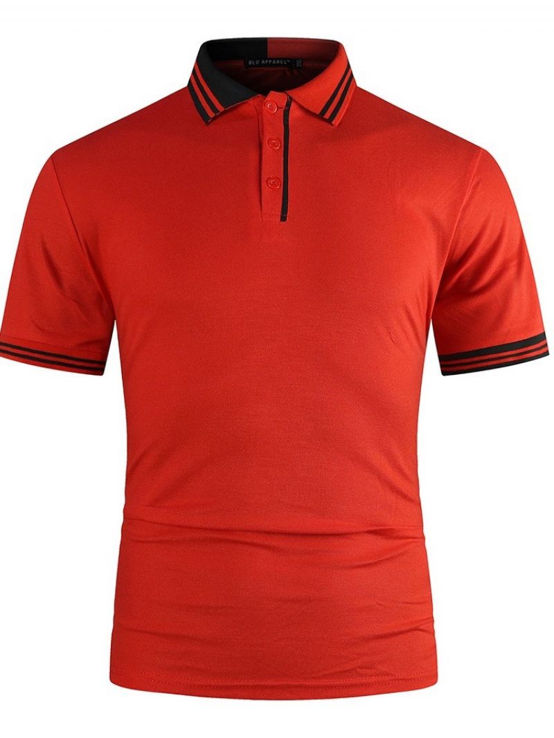 Mode Patchwork Farveblok Polo-Hals Poloshirt