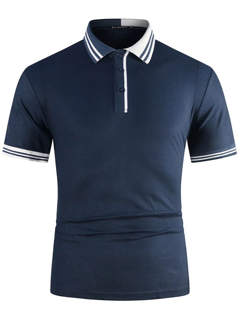 Mode Patchwork Farveblok Polo-Hals Poloshirt