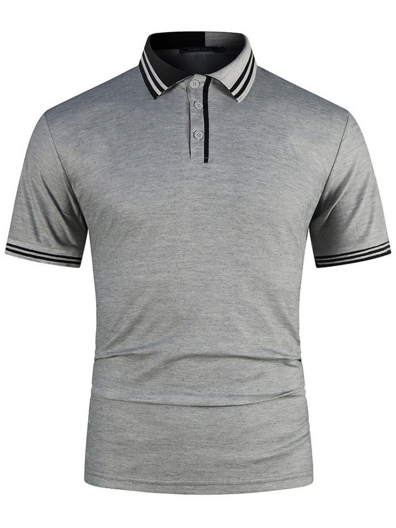 Mode Patchwork Farveblok Polo-Hals Poloshirt