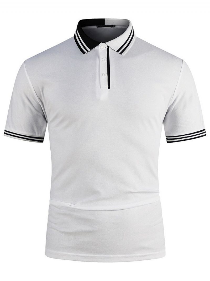 Mode Patchwork Farveblok Polo-Hals Poloshirt