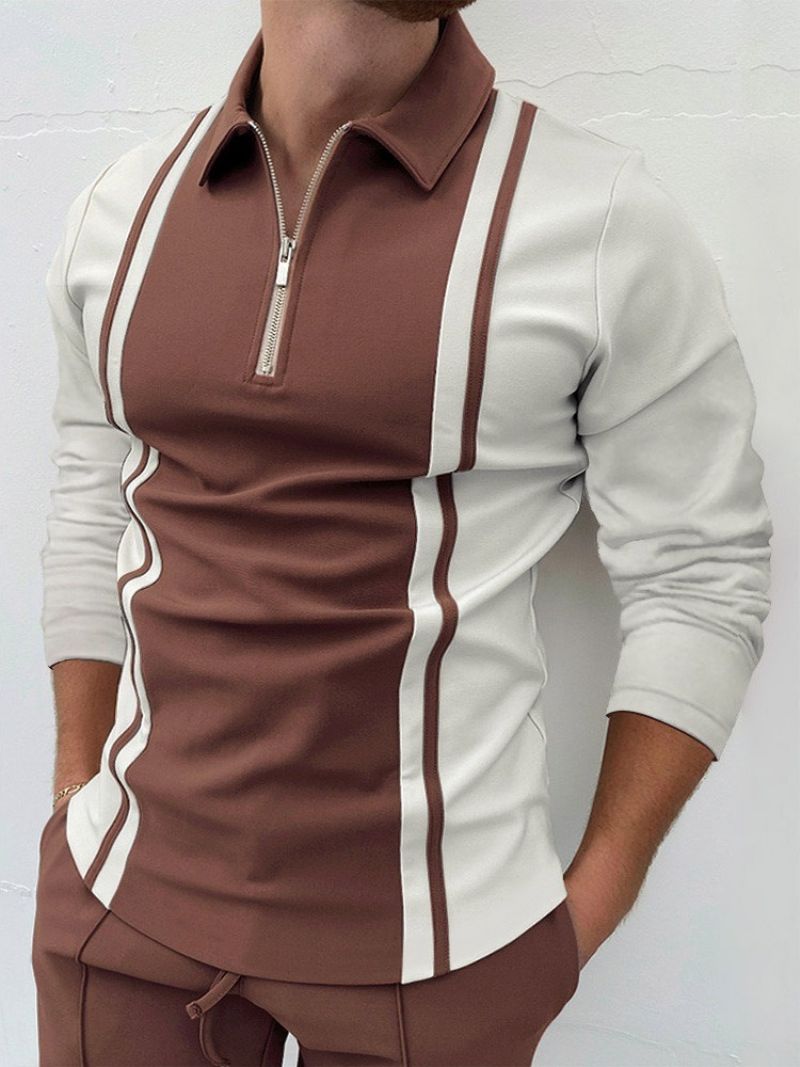 Mode Polo Neck Color Block Polo Shirt