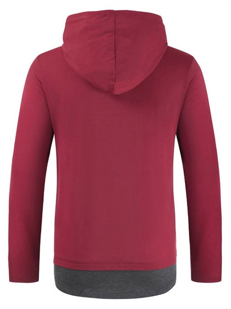 Patchwork Casual Color Block Pullover Langærmet T-Shirt