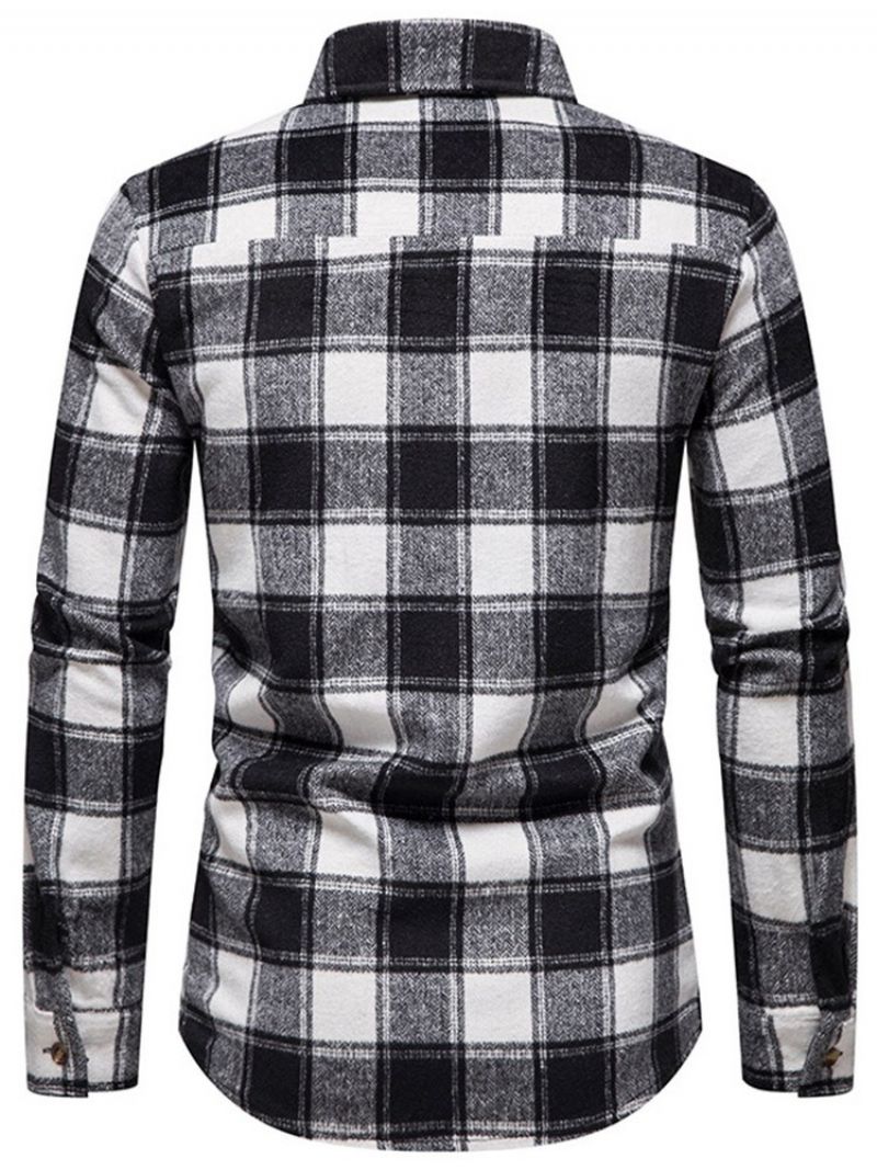 Plaid Casual Lapel Slim Fall Shirt