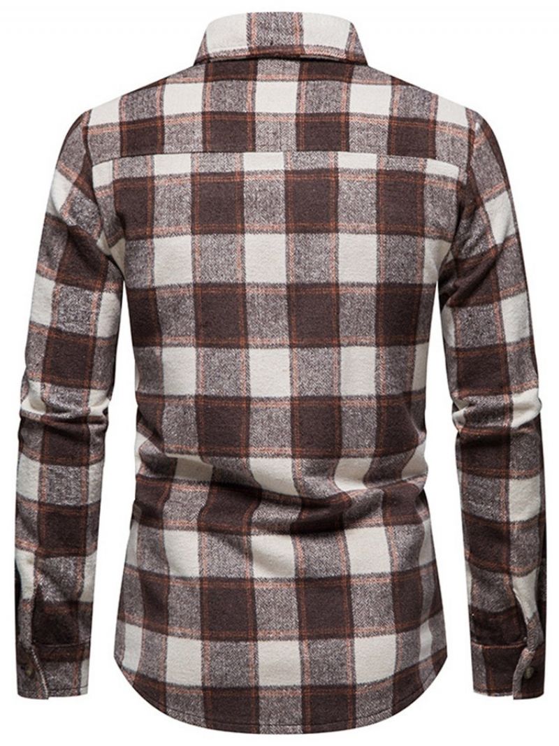 Plaid Casual Lapel Slim Fall Shirt