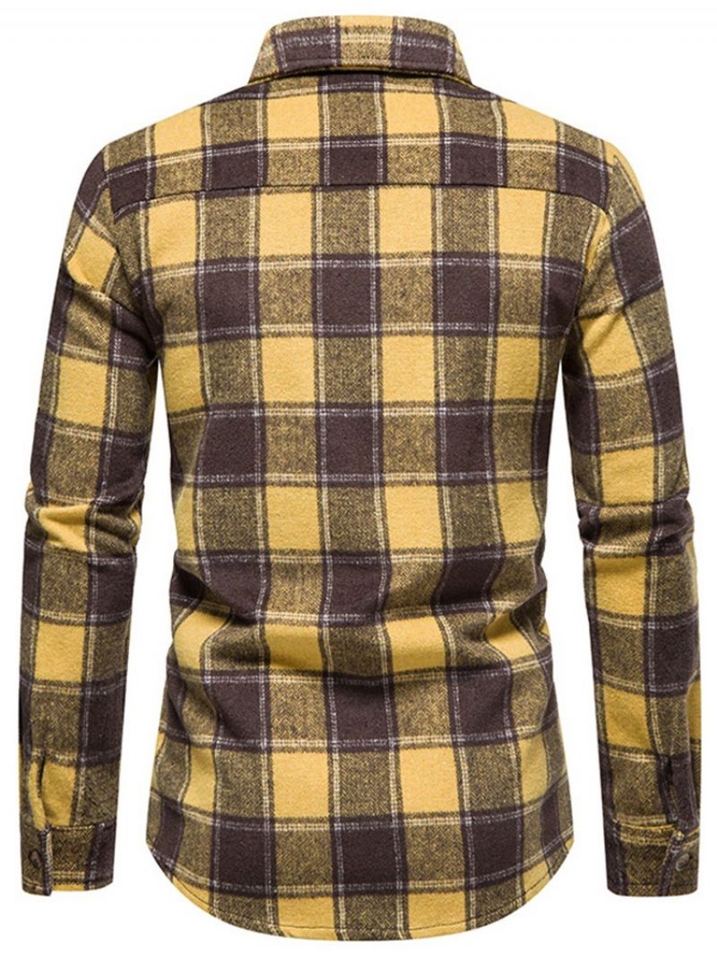 Plaid Casual Lapel Slim Fall Shirt