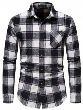 Plaid Casual Lapel Slim Fall Shirt