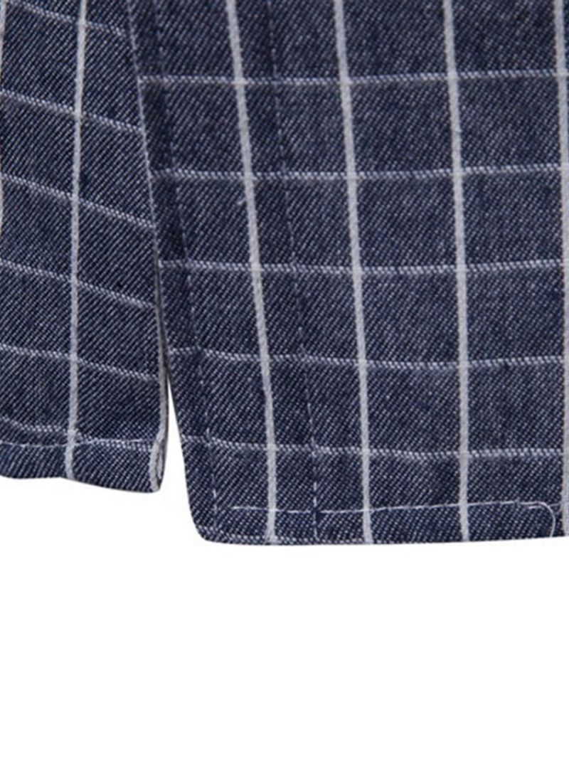 Plaid Revers Casual Herre Enkeltradet Skjorte