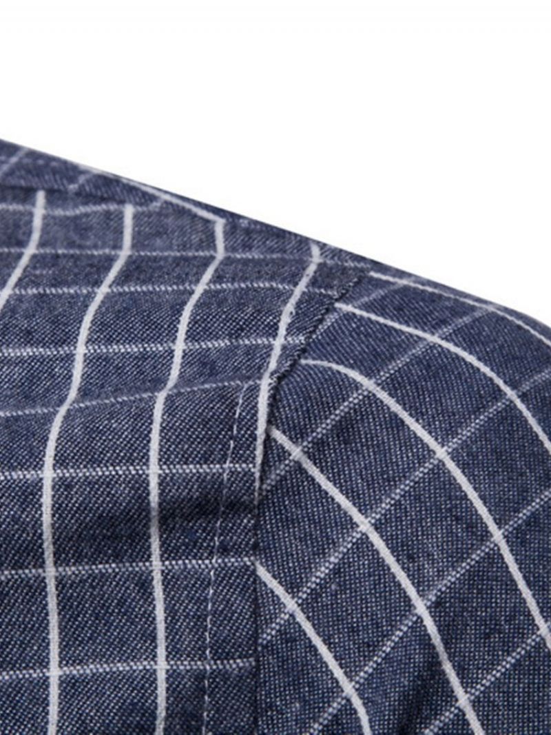 Plaid Revers Casual Herre Enkeltradet Skjorte