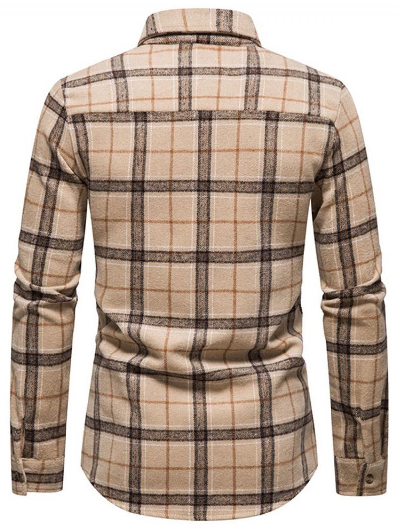 Pocket Lapel Plaid Single-Breasted Fall Shirt