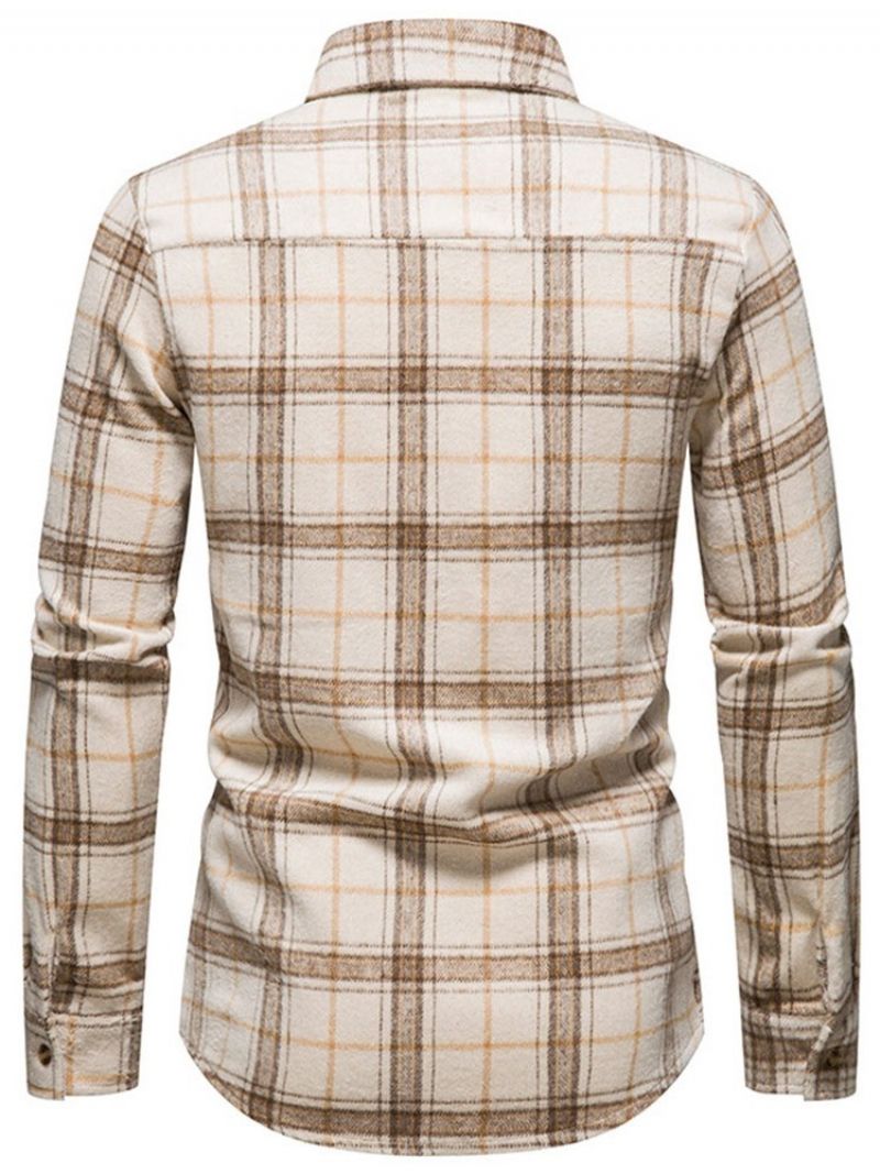 Pocket Lapel Plaid Single-Breasted Fall Shirt