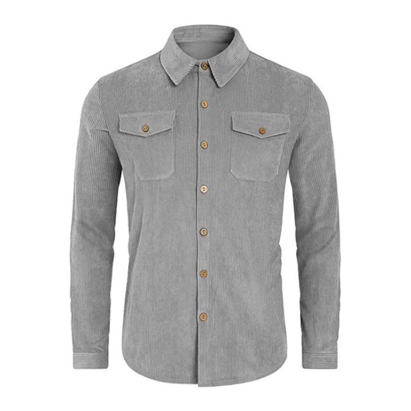 Pocket Lapel Plain Single-Breasted Fall Shirt