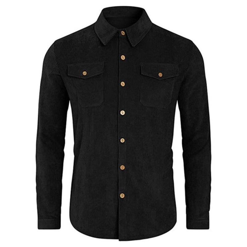 Pocket Lapel Plain Single-Breasted Fall Shirt