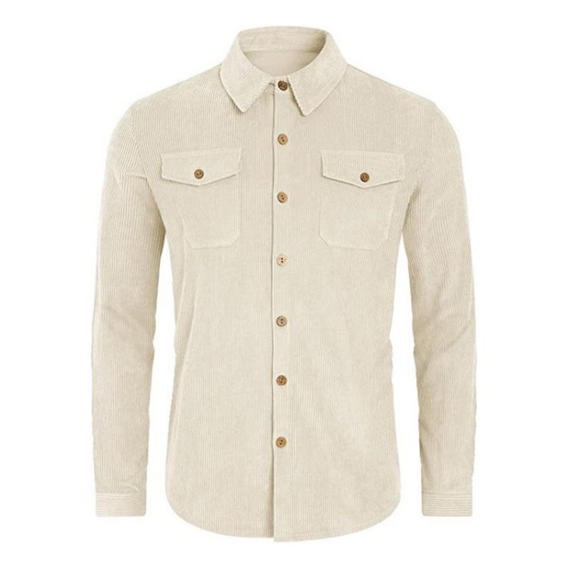 Pocket Lapel Plain Single-Breasted Fall Shirt