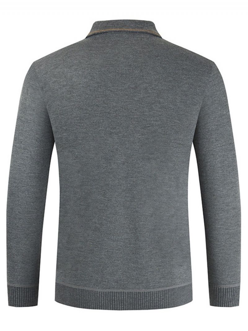 Pocket Polo Neck Ol Langærmet Pullover T-Shirt