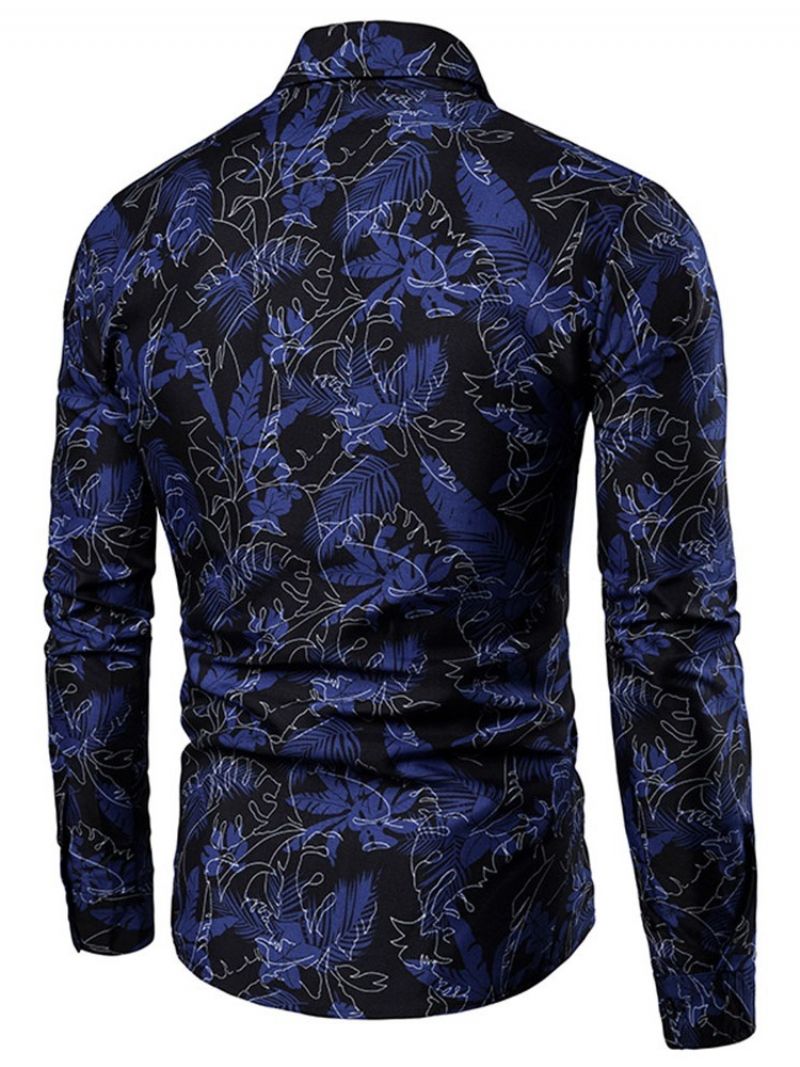 Print Lapel European Slim Fall Shirt