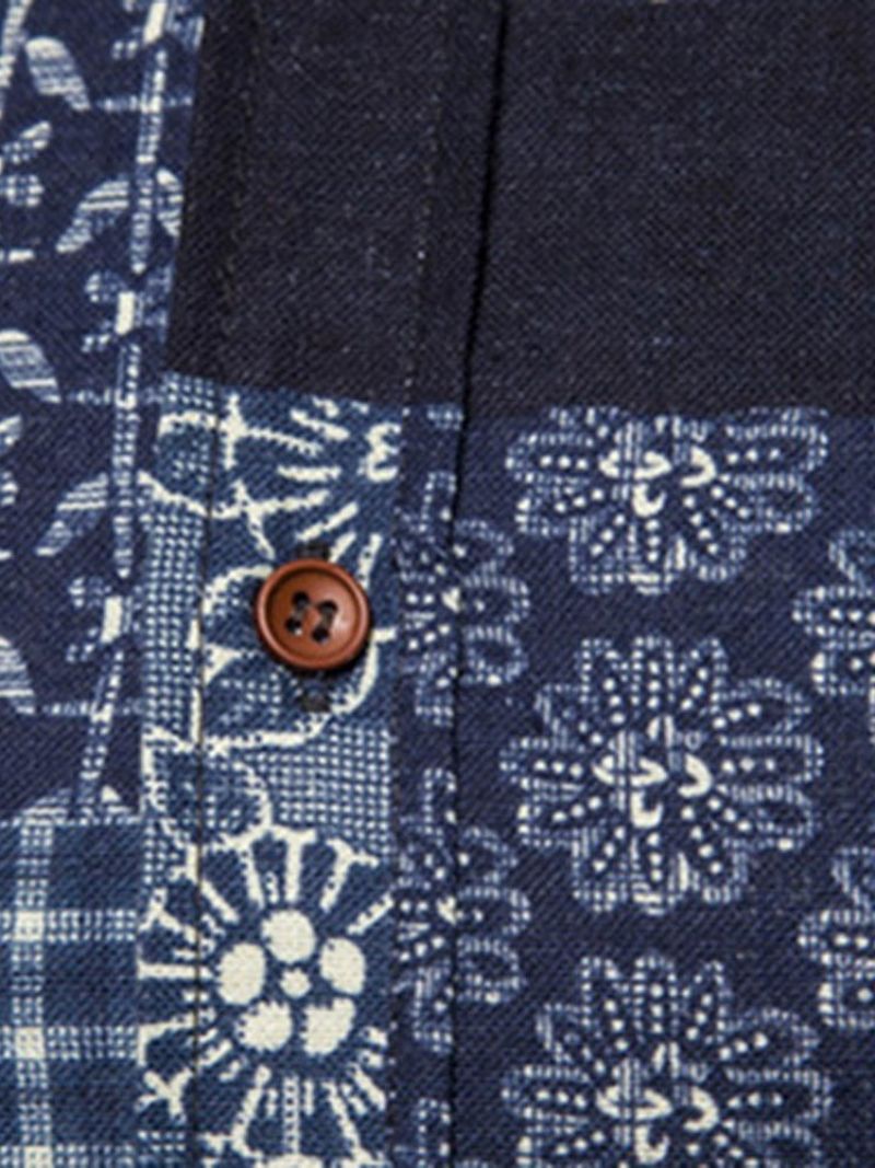 Print Lapel European Spring Slim Shirt Til Mænd